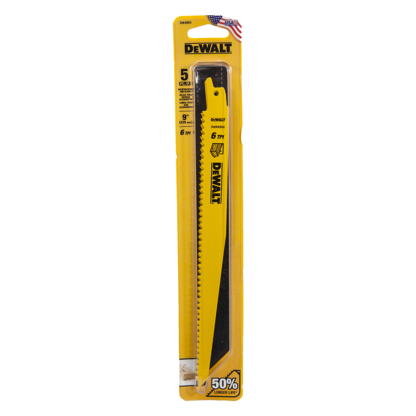 DEWALT 228MM 9 6 TPI BI METAL RECIPROCATING SAW BLADE 5PC DW4803