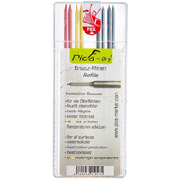 Pica Dry Water-Soluble Lead Refills 4020 Pack Of 8 (4 X Graphite, 2 X Yellow, 2 X Red)