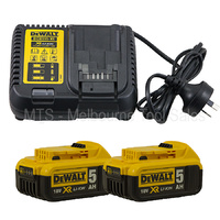Genuine Dewalt Dcb115-Xe 18V / 20V Xr Li-Ion Charger With 2 X Dcb184 5.0 Ah Batteries