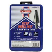 Faithfull Hss Step Drill Set - 3 Piece Set - Sizes 4-14, 6-20, 6- 30 - Faisdset3