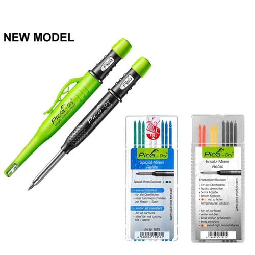 Pica - Dry Automatic Pencil/Marker 3030 With Water Jet Resistant Refill Pack 4040 And Water Soluble Refill Pack 4020
