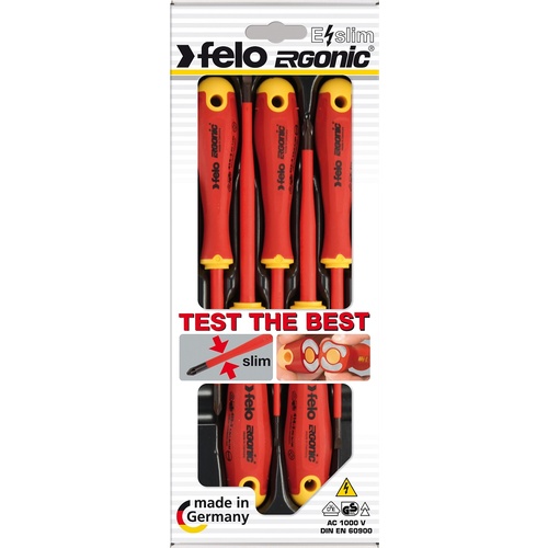 Felo Screwdrivers Insulated 1000V Vde Ergonic Set 5Pc Eslim 41385198