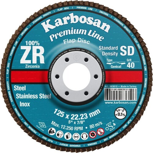 Flap Disc 125 X 22 983610 Karbosan - For Metal And Stainless Steel