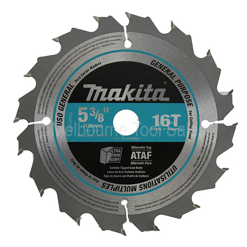 Makita A-94904 136Mm (5 3/8") 16 Tooth Carbide Tipped Circular Saw Blade For Bcs501 Bcs550