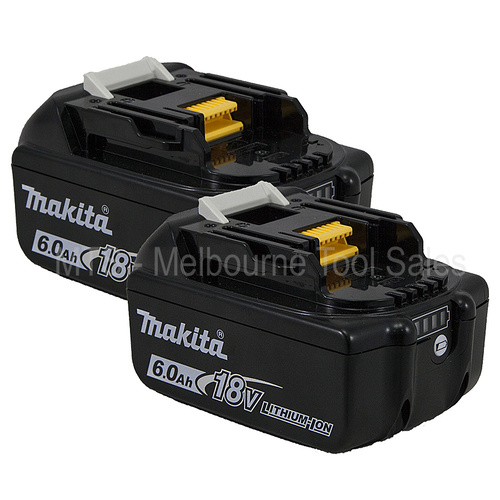2 X Genuine Makita Bl1860 18V Lith - Ion 6.0 Ah Batteries With Charge Indicator
