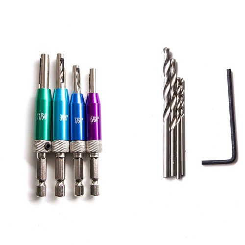 8 Piece Self Centering Bi-Metal Hinge Drill Bit Set - For Pilot Holes In Hinges
