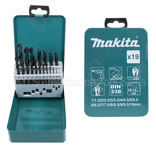  Metric 19 Piece Hss-R Metal Steel Drill Bit Set Makita D-54081