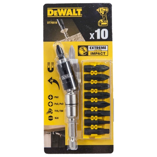 Genuine Dewalt Dt70518 Magnetic Pivot Screwdriver Bit Set - 10 Pieces