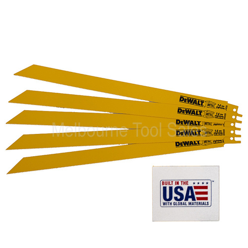 Genuine Dewalt Dw4838 12" 14 Tpi Straight Back Bi-Metal Reciprocating Blades (5 Pack)
