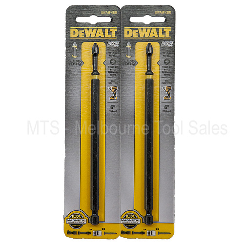 2 X Dewalt 6" Ph2 Impact Ready Bits - Dwa6Ph2Ir
