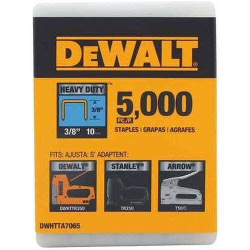 DEWALT DWHTTA7065 HEAVY-DUTY NARROW CROWN STAPLES 3/8" (10mm) - 5000 PK