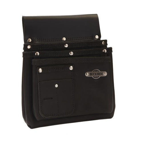 Buckaroo Nbs3B 3 Pocket Leather Carpenters Nail Bag -Black