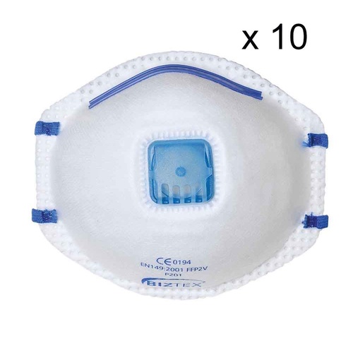 10 X Portwest P201 Ffp2 Valved Dust Mask Respirator Mist - Disposable