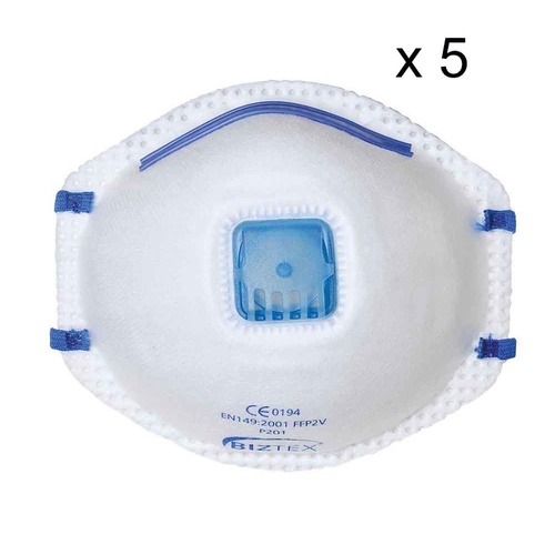 5 X Portwest P201 Ffp2 Valved Dust Mask Respirator Mist - Disposable