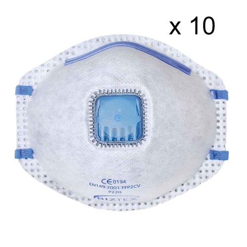 10 X Portwest P220 Fpp2 Carbon Valved Dust Mask Respirator Mist Fume Ãƒ InchšÃ‚ InchšÂ¬Ã‚â‚¬Å’ Disposable