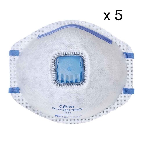 5 X Portwest P220 Fpp2 Carbon Valved Dust Mask Respirator Mist Fume Ãƒ InchšÃ‚ InchšÂ¬Ã‚â‚¬Å’ Disposable