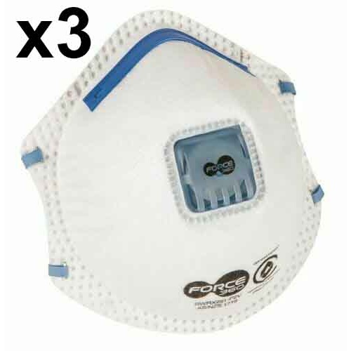 Force 360 P2V Disposable Respirator Face Mask X 3