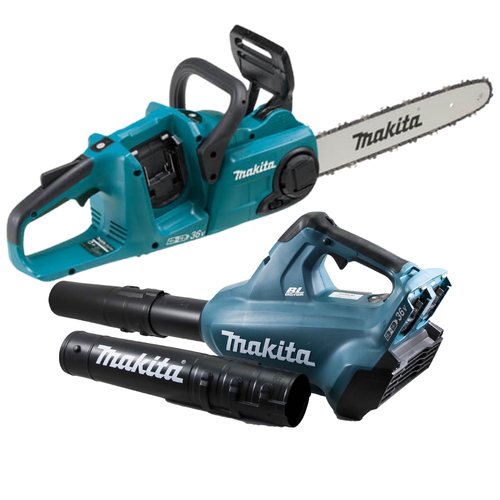 Makita 18V x 2 (36V) Cordless Brushless Chainsaw 14" 350mm XCU03 and Blower Combo
